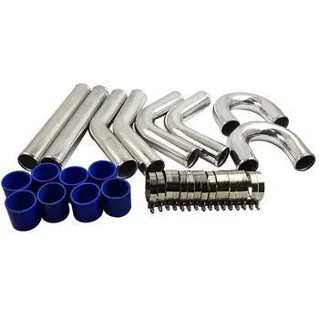 

Blue 3 Inch Aluminum Universal Intercooler Front mount Pipe Kit all Turbo Projects