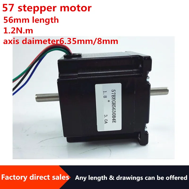 Шаговый двигатель nema23 57 двухфазный четырехпроводной 6 35 мм 8 корпус 56 torque1.2N.m Гибридный 1 градусов 3 А|Шаговый
