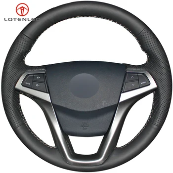 

LQTENLEO Black Genuine Leather DIY Car Steering Wheel Cover For Changan Eado XT 2012-2017 Eado EV 2015-2018 CS35 2012-2018