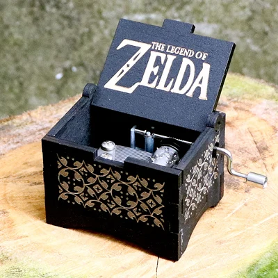Zelda 1-Black Музыкальная шкатулка, черная деревянная музыкальная шкатулка, ручная работа, Zelda Musica Caja Bella y Bestia, рождественский подарок для мальчика/девочки, подарок на день рождения - Цвет: Zelda 1-Black