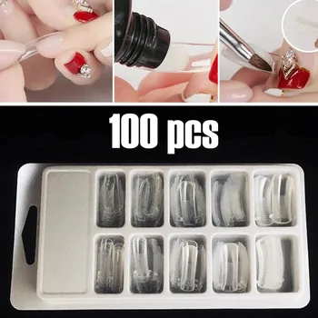 

100pcs DIY Nails Tips False Fake Nails Coffin Nails Tips Nail Art Tool Arcylic Natural Nails Fake Nail Clips Full Stickers