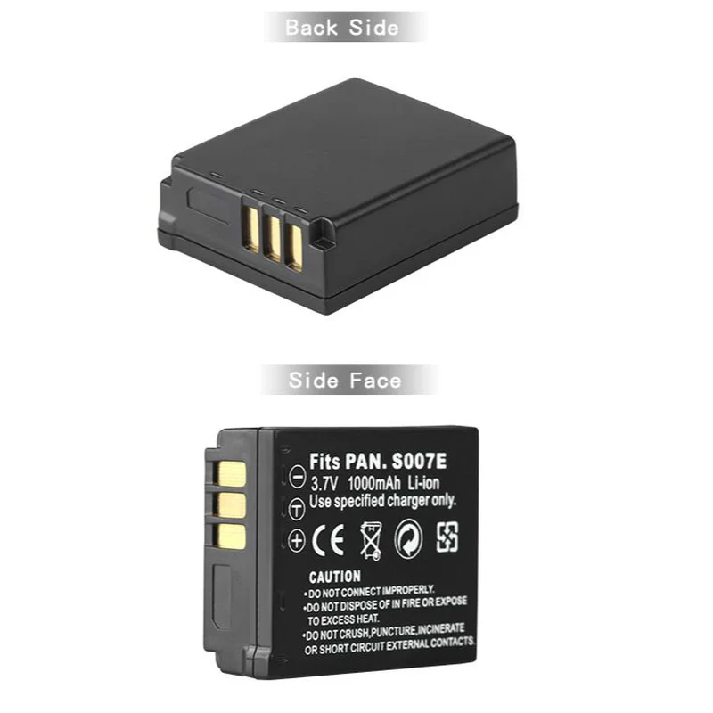 CGAS007 Cga-s007e для Panasonic Lumix Батарея DMC TZ1 TZ2 TZ3 TZ4 TZ5 TZ50 TZ15 Камера мА/ч. Аккумулятор 1000 мАч CGA S007 S007E
