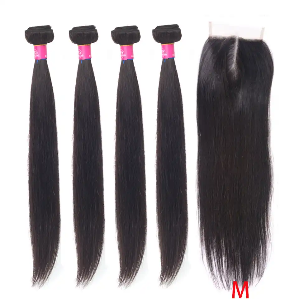 Straight Hair Bundles With Frontal Human Hair 3 Bundles With Lace