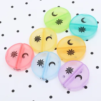 

1 Set Round Shape Pill Box Portable Medicine Box Simple Pill Case One Week Pills Storage Box for Home Office