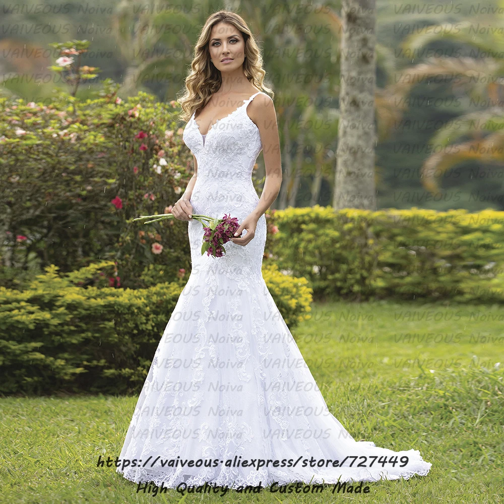Vestido De Noiva сексуальный без спинки Boho свадебный наряд Robe de Mariee великолепный жемчуг кружева русалка свадебное платье свадебные платья