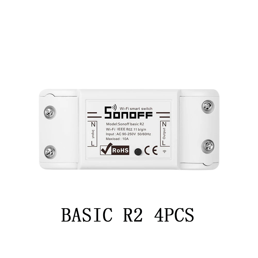 4pcs basic SONOFF базовый модуль Wifi переключатель беспроводной релейный Переключатель Универсальный DIY умный дом 10A с Sonoff IP66 водонепроницаемая распределительная коробка - Комплект: 4pcs basic