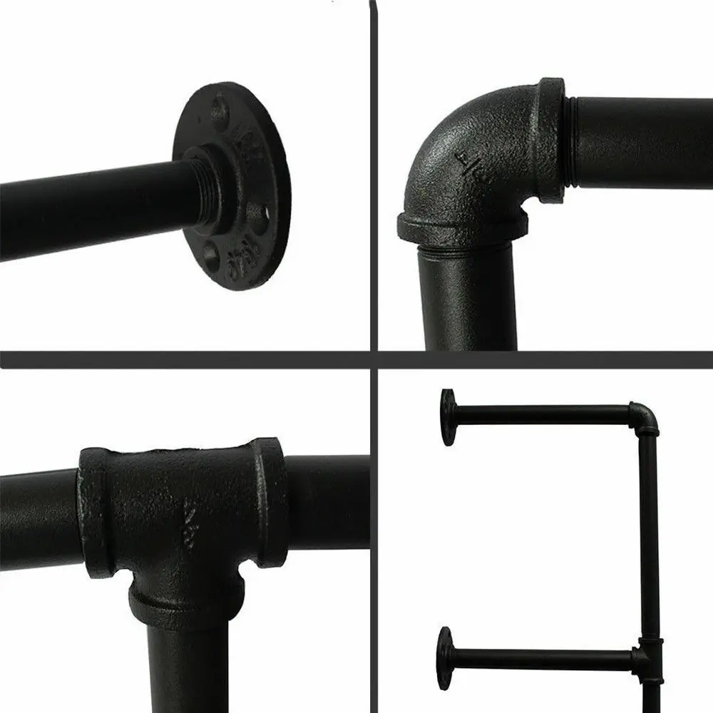 Black Промышленные Ретро Настенные железные трубы полка подвесной кронштейн Diy хранения стеллажи домашний декор настенная Книжная Полка Комплект полок из 2 - Цвет: Black