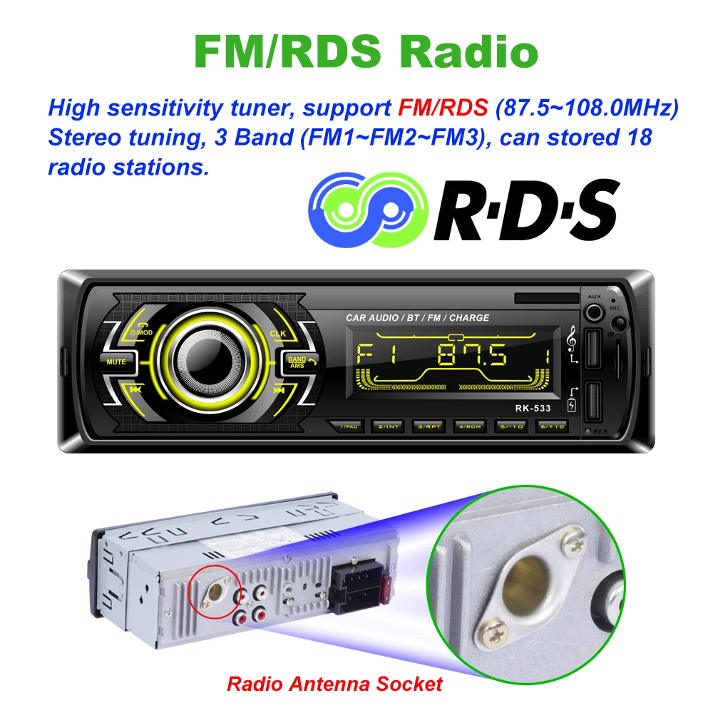 Универсальный автомобильный радиоприемник DC 12 В 1 Din FM Фиксированная панель