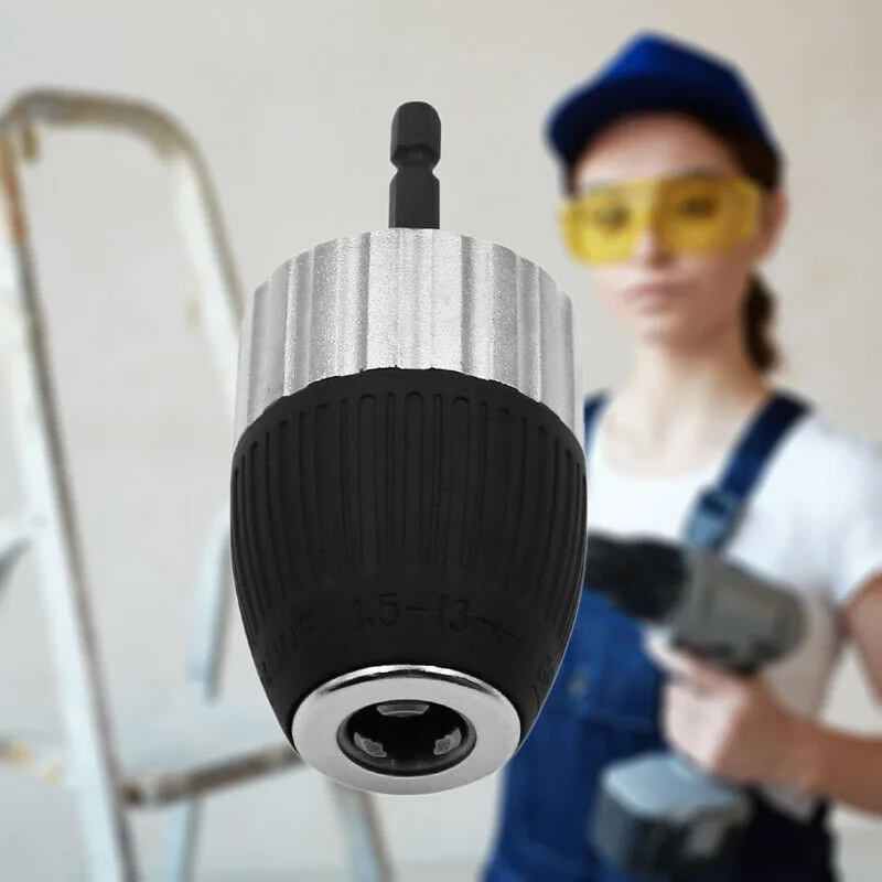 

Quickly Release Electric Drill Chuck 1.5-13mm Clamp 3/8-24UNF With 1/4-Inch Hex Shank Carbon Steel Drill Accessories