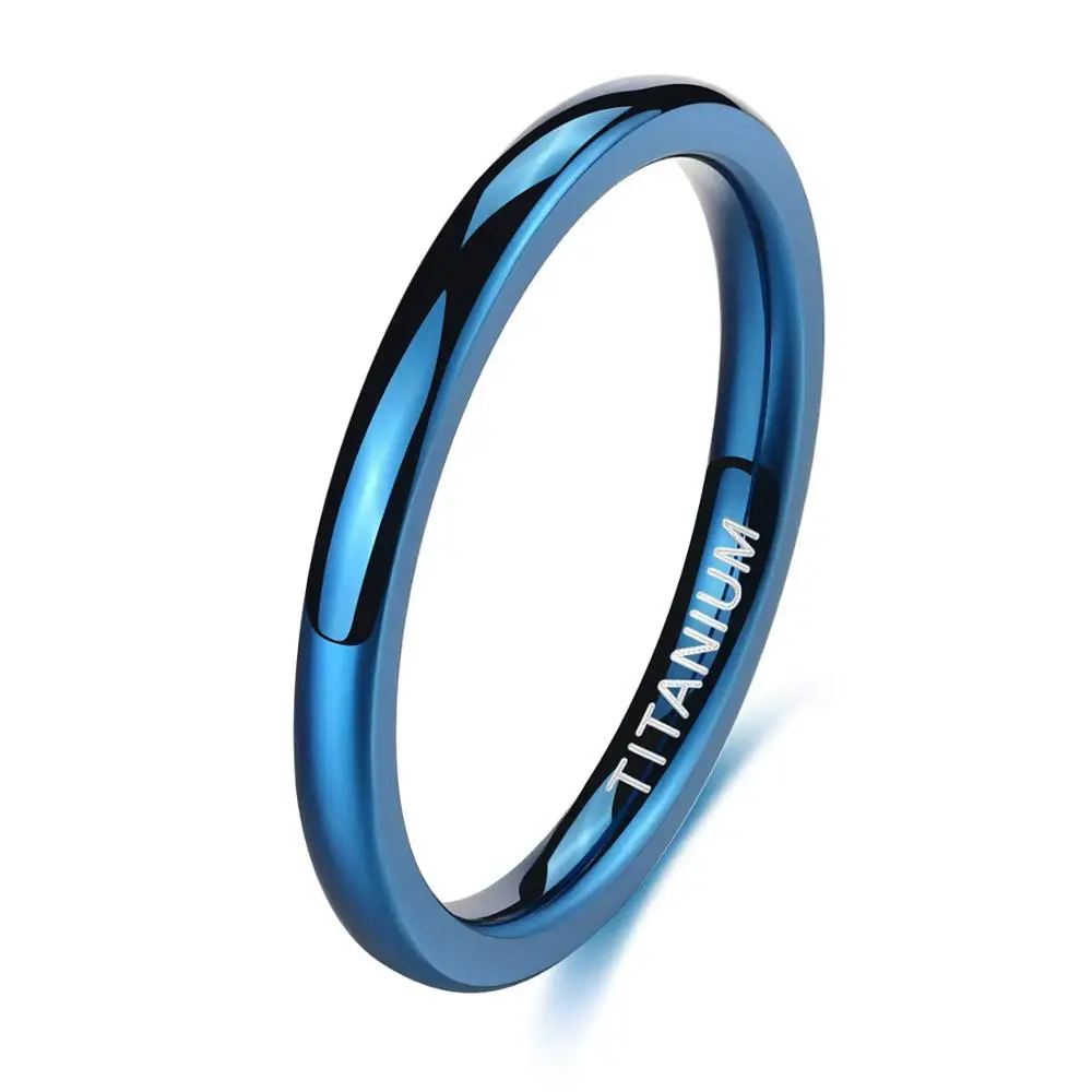 Elegant Blue Titanium Slim Band for Women and Men - Fashion Jewelry Ring