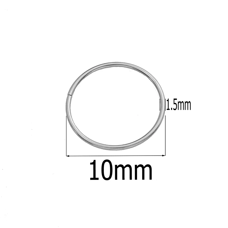 1.5x10mm 10 шт./лот, нержавеющая сталь, сделай сам, фурнитура для ювелирных изделий, открытые одиночные петли, большие кольца для прыжков, разъемное кольцо, аксессуары для изготовления, оптовые поставки - Цвет: 1.5x10mm