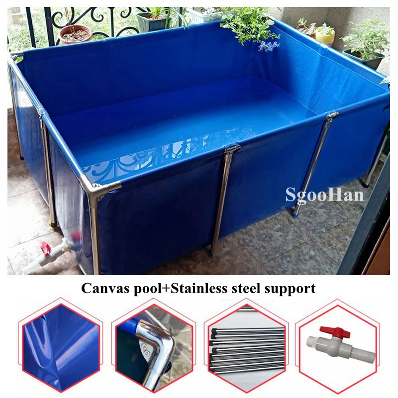 Blue Tarpaulin Canvas Water Pool Aquarium Fish Tank Children