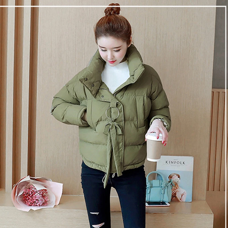 Женская короткая куртка Parkas Mujer зимняя куртка пальто модное осеннее однотонное Теплое повседневное пуховое пальто с подкладкой Женское пальто - Цвет: DGN