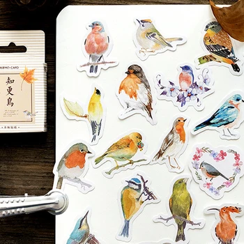 

45pcs/box Kawaii animals Robin Diary Mini Paper Sticker Decoration DIY Scrapbooking Sticker Stationery Children Gift