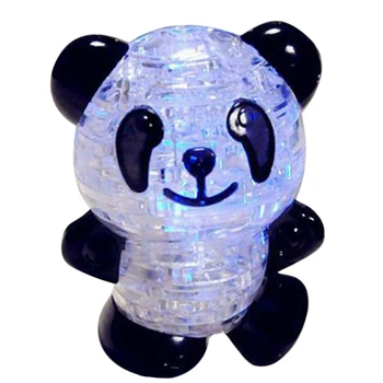 

3D Crystal Panda Puzzle Toys For Children Glowing Panda Model Intellectual Animal Puzzle Baby Early Educational Learning Toy