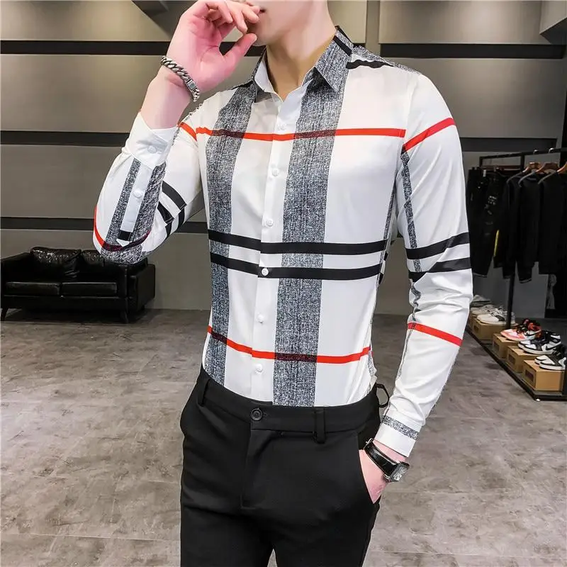 Blusa informal de manga larga para hombre, Camisa Masculina ajustada de diseñador ropa calle primavera 2021|Camisas informales| AliExpress