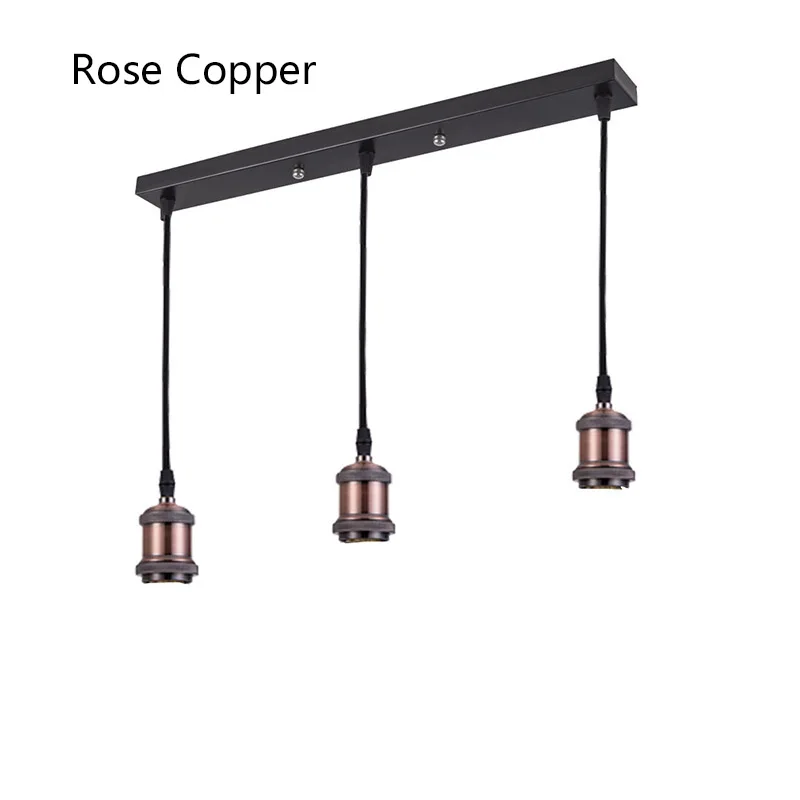 Rose Copper Long Винтажный E27 E26 edision Винт лампа база Ретро подвесной светильник в стиле лофт держатель лампы 3 головки подвесной патрон для лампы для кофе бар - Цвет: Rose Copper Long
