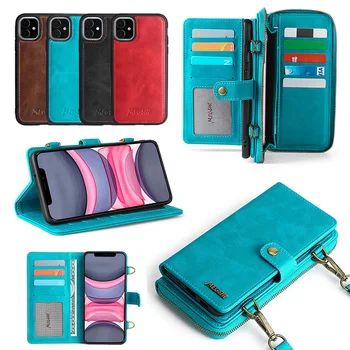 

Wallet Leather Phone Case For iPhone 6 6s 7 8 Plus X Xs Xr XsMax 11 11Pro 11ProMax 12 when detached handbag with shoulder strap