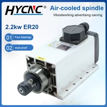 

HQD 2.2 KW Air-Cooled Spindle Motor 220V 380v ER20 Woodworking Motor 4 Bearings, CNC Milling Machine Flange Assembly Motor