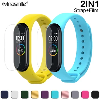 

Replacement Silicone Wriststrap Bracelet For Xiaomi mi band 2 3 4 Strap Pulseira For Xiaomi Mi Band 2 3 4 Strap+Screen Protector