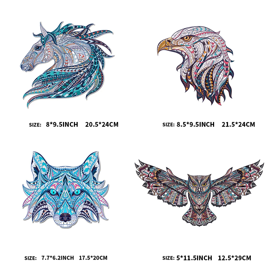 XC 4 Pieces Iron on Patches for Clothes Washable Vivid Animal Printing