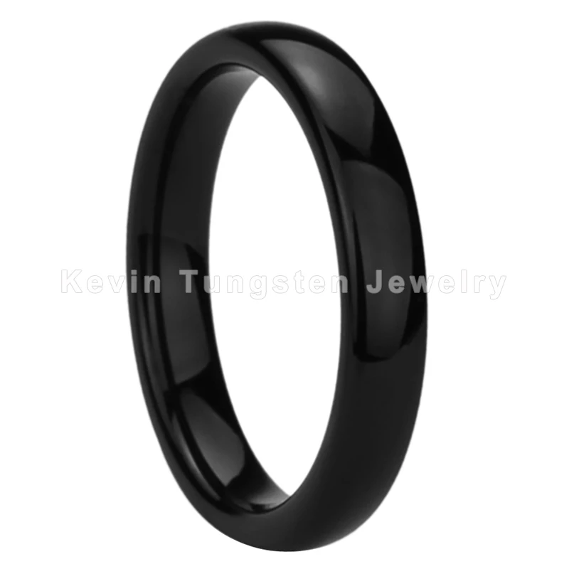 Классические кольца для мужчин и женщин, черный вольфрам, ширина ремешка 6 мм и 8 мм