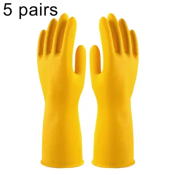 

5 Pairs Long Sleeve Anti-skid Waterproof Household Dishwashing Latex Gloves guantes de nitrilo