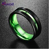 Tungsten steel ring flat single groove inner green 8mm width 100% genuine wedding band tungsten carbide 1