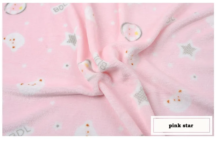pink star Фланелевая мягкая теплая ткань в горошек с рисунком кролика, панды, кота, клубники, цветов для детей, зимняя одежда, ночная рубашка, одеяло, ручная работа - Цвет: pink star