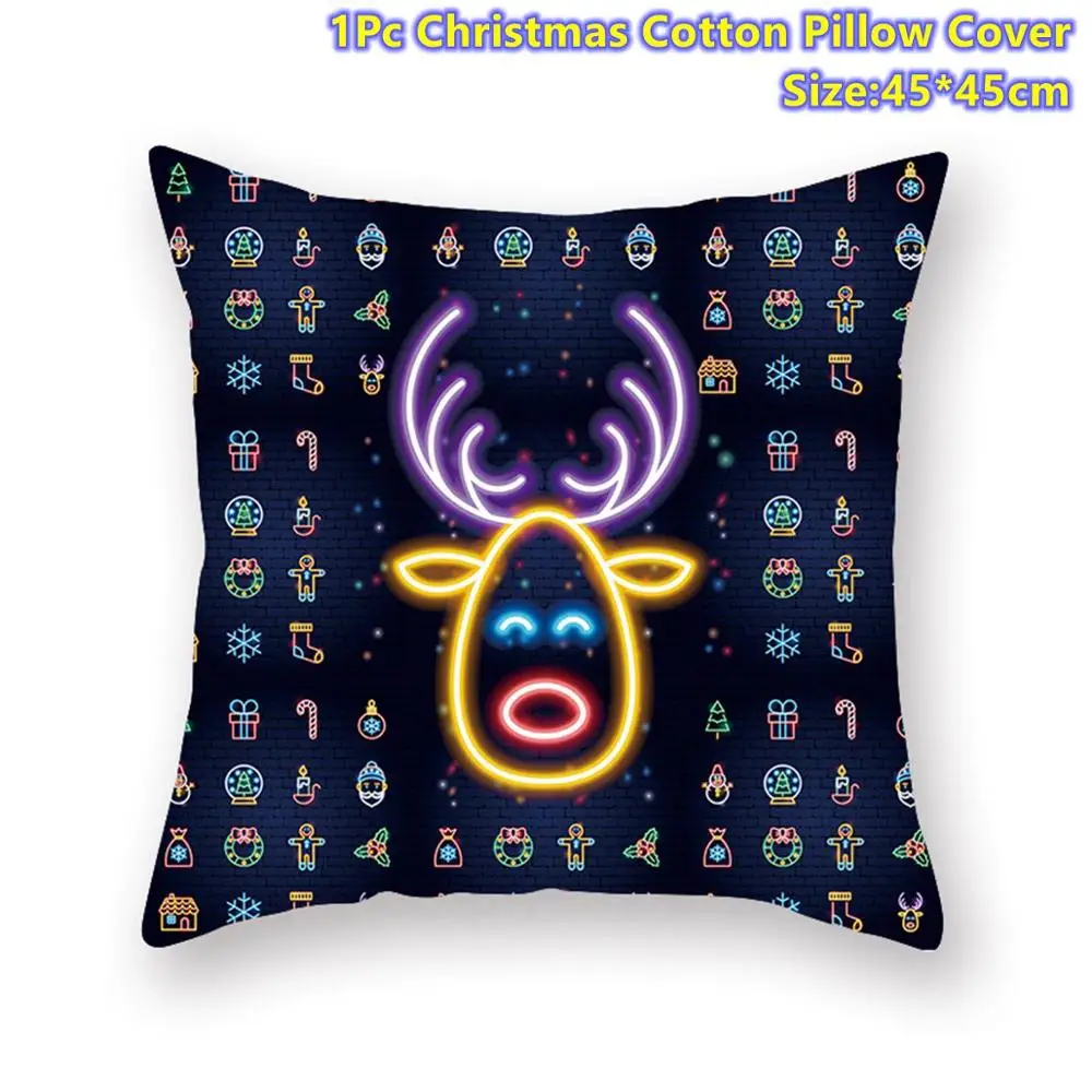 Xmas Pillowcase 2 Taoup неоновая веселая Рождественская наволочка рождественские украшения Рождественское украшение для дома Noel рождественские подарки милый Navidad мультфильм - Цвет: Xmas Pillowcase 2