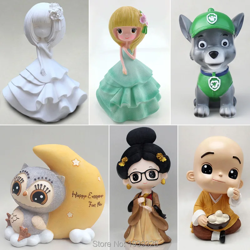 Skup Chińska księżniczka Hanfu dziewczyna silikonowe formy 3D anime forma gipsowa rzemiosło cement glina narzędzia model DIY gips figurka lalki formy