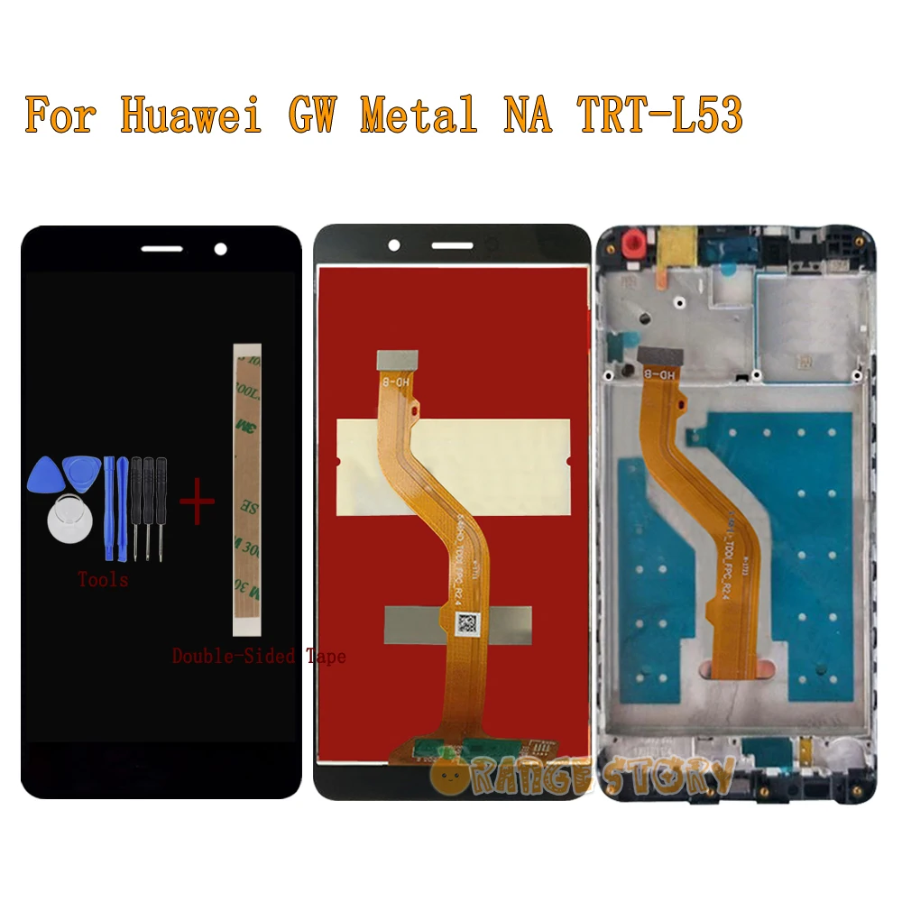 

New LCD Display Screen For Huawei GW Metal NA TRT-L53 TRT 53 Full LCD Display Touch Screen Monitor Sensor Glass Assembly Frame