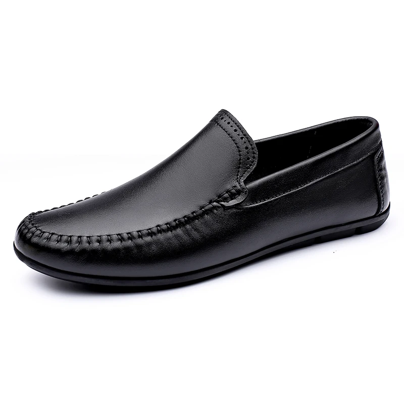 

Spring and winter fashion brand peas shoes men's leather comfortable loafers casual all-match one-step all-black driving shoes