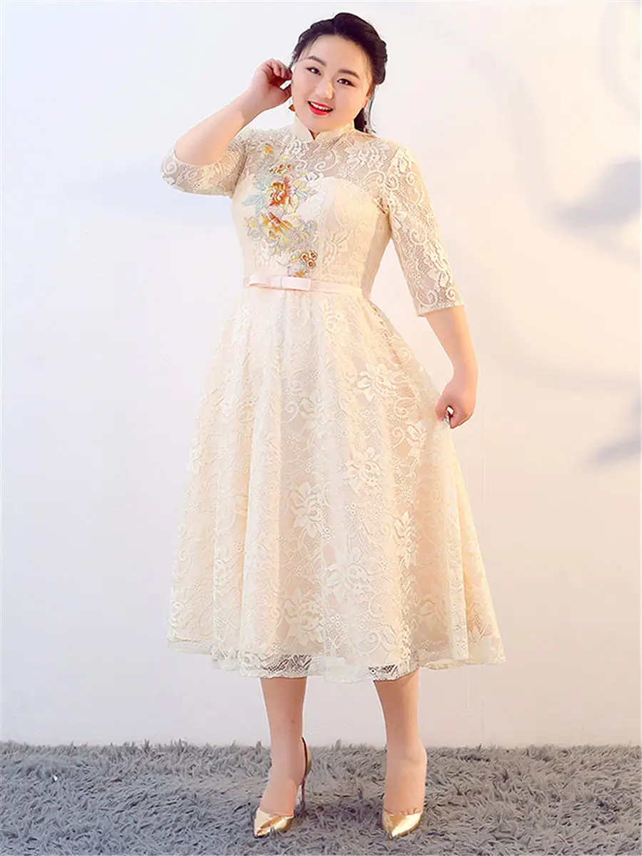 Платье для выпускного вечера, винтажное, с высоким воротником, Vestidos De Gala T374, новинка, платья размера плюс, женские вечерние, вечерние, сладкие, цвета шампанского, кружевные платья для выпускного вечера