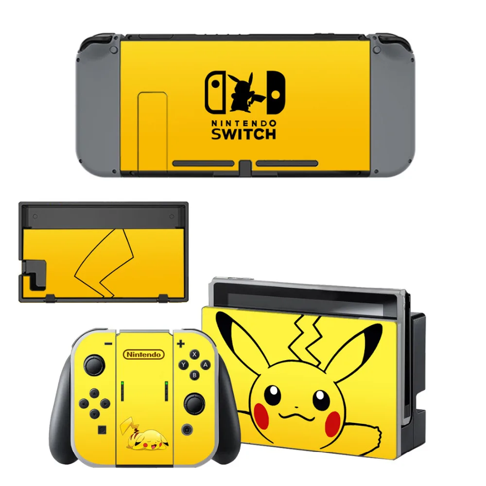 Custom Pokemo Pikachus Vinyl Console Cover For Nintend Switch Skin Stickers Controller Protective For NS Nintendos Switch