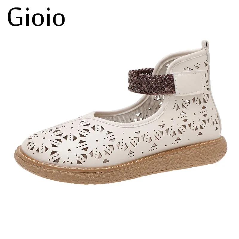 

Gioio Women's Hollowed-out shoes Spring Loafers High heel Casual Single shoes Hollow Non-slip Bottom Gile's outdoor shoes