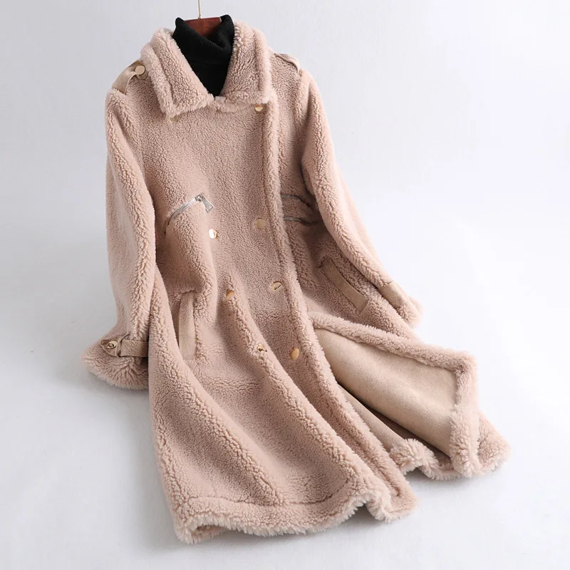 

Real Fur Coat Female Wool Jacket Autumn Winter Coat Women Clothes 2020 Korean Vintage Sheep Shearling Warm Tops Manteau Femme