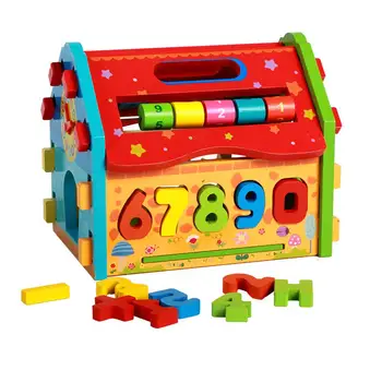 

1Set Educational Cube Bricks Digital Geometric Shape Matching Blocks Sorting Box Plastic Baby Intelligence Toy Building Blocks