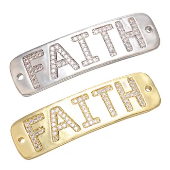 

CZ zirconia Rectangle charms connectors for women DIY bracelet jewelry making CZ Rectangle Letter FAITH Connectors Accessories
