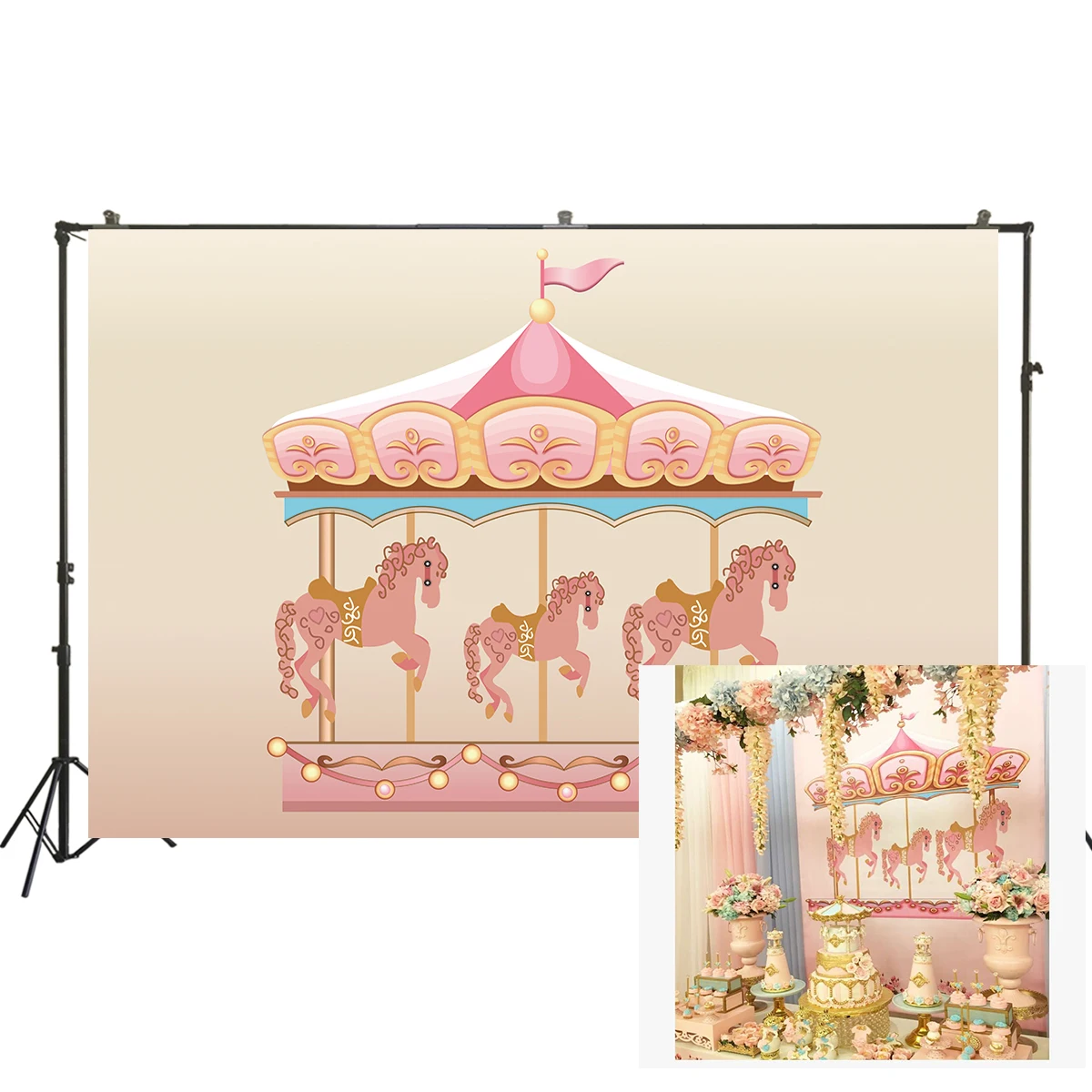 Carousel Pesta Ulang Tahun Latar Belakang Untuk Newborn Baby Girl Baby Shower Pink Photo Booth Latar Belakang Photocall Kue Dekorasi Meja W 2260 Background Aliexpress