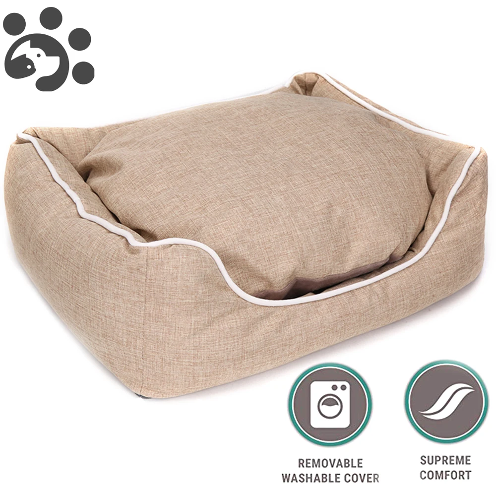Мягкая кровать для домашних животных, съемный чехол, водонепроницаемое дно, прочная кровать для собак для кошек, дышащая кровать для маленьких и средних собак, BD0067