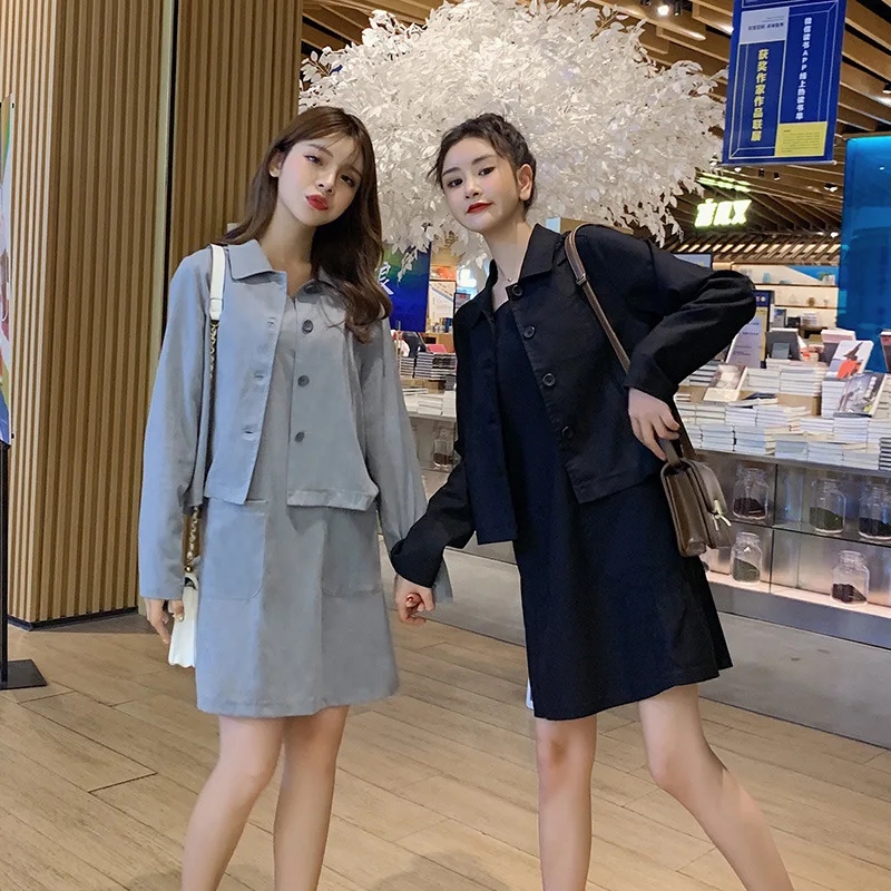 

6222-1 #6222-2 # Best Friend Set Suit Jacket Tank Top Strapped Dress Two-Piece 2019 Autumn