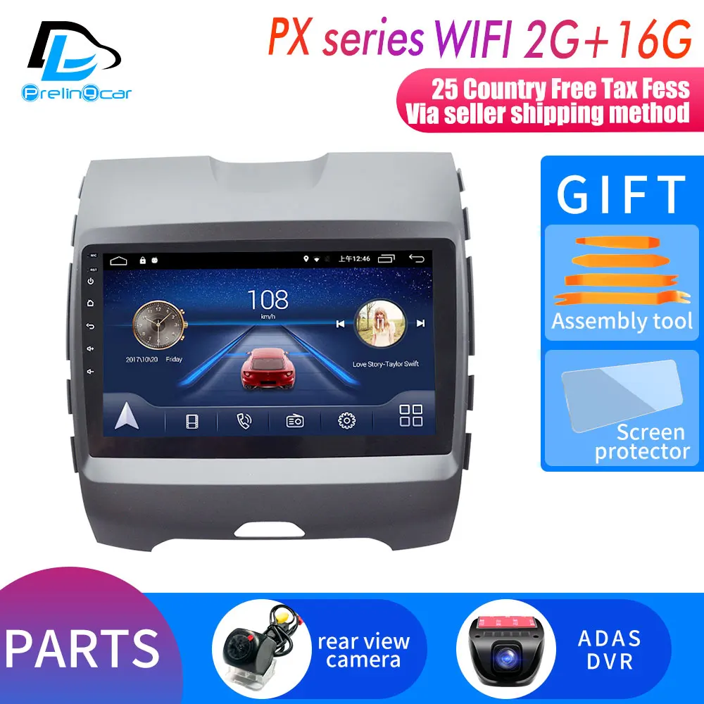 4G Lte Android 9,0 Автомобильный мультимедийный навигатор gps dvd-плеер для Ford Edge- лет ips экран радио - Цвет: PX player 2G16G DVR