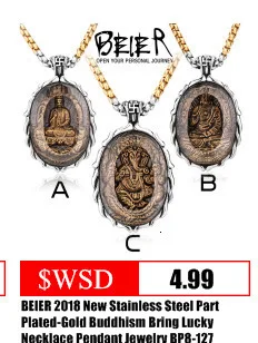 BEIER пальма и золото Будда Vinayaka Винтаж Ганеша индийские ювелирные изделия в стиле буддизма для женщин мужчин ожерелья оптом BP8-407