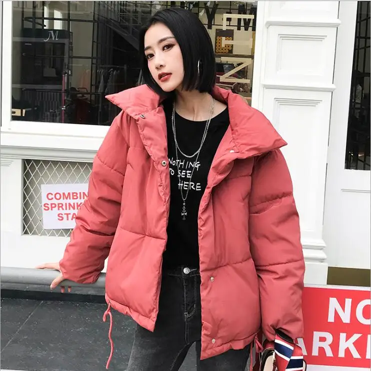 Зимние куртки для девочек, мягкое пушистое пальто, Chaqueta Mujer Invierno, Женская парка со стоячим воротником, Женская свободная негабаритная короткая парка