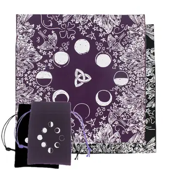 

Velvet Tarot Tablecloth with Bag Witch Divination Moon Phases Lover Altar Cloth NEW