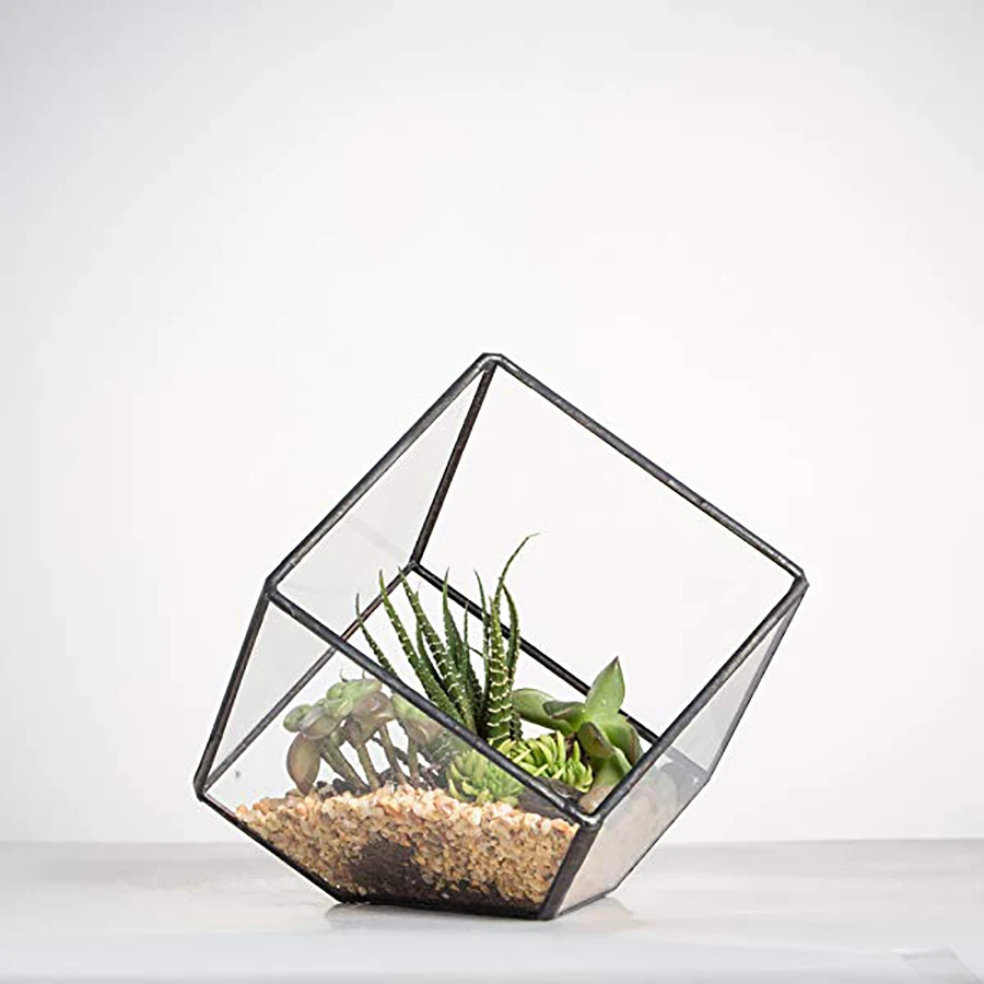 

Micro Landscape Terrarium Flower Pot Modern Glass Geometric Succulent Orchid Plant Container Window Sill Display Candle Holder