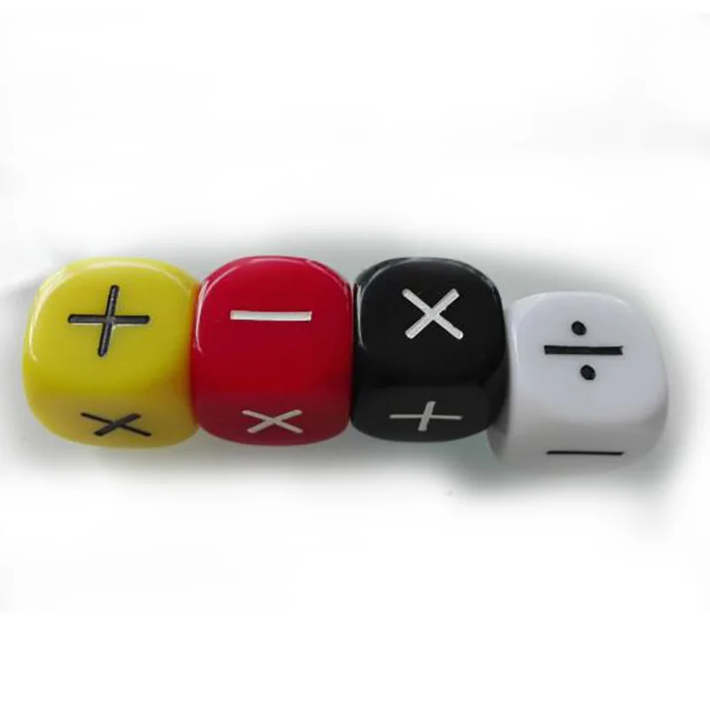 

4Pcs/set Addition/Subtraction/Multiplication/Division Symbol Dice Operation Baby Teaching Assistant Props 16mm Dices