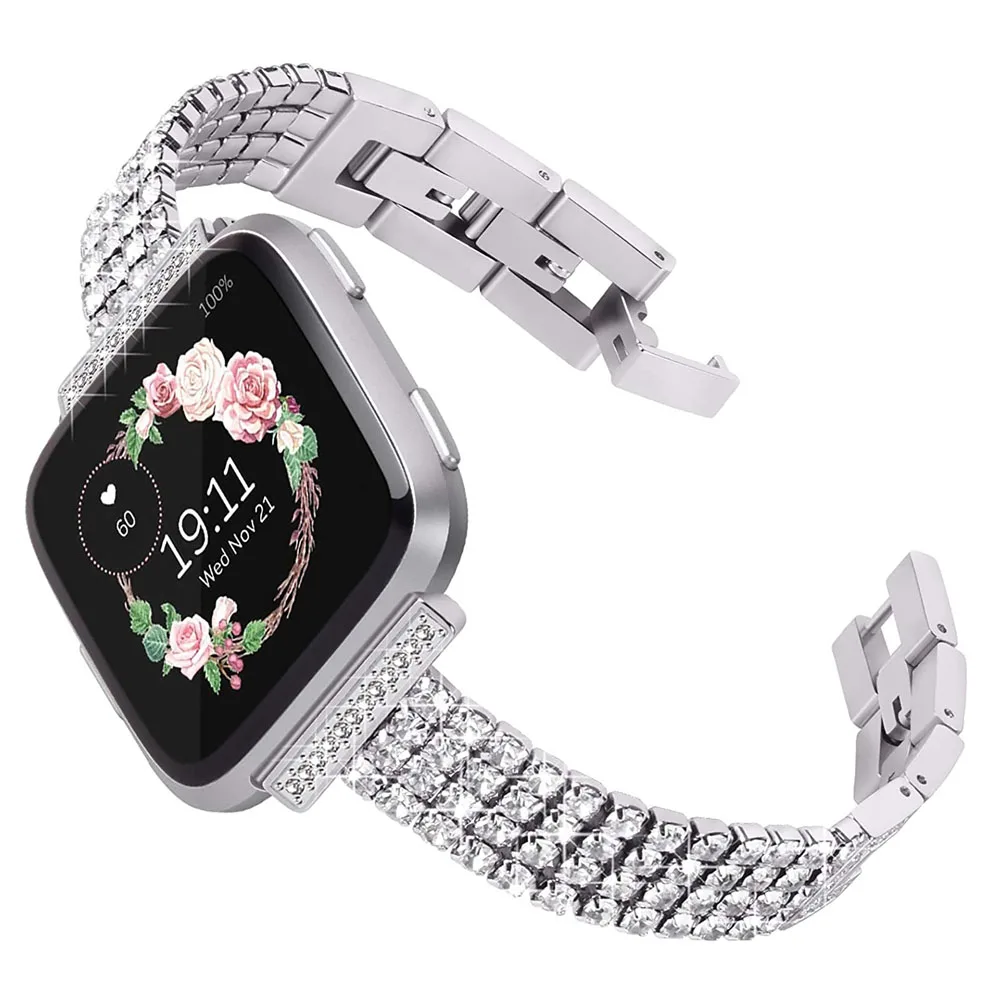 Браслет из серебристого металла для Fitbit Versa 2 ремешка Женский сменный стали с