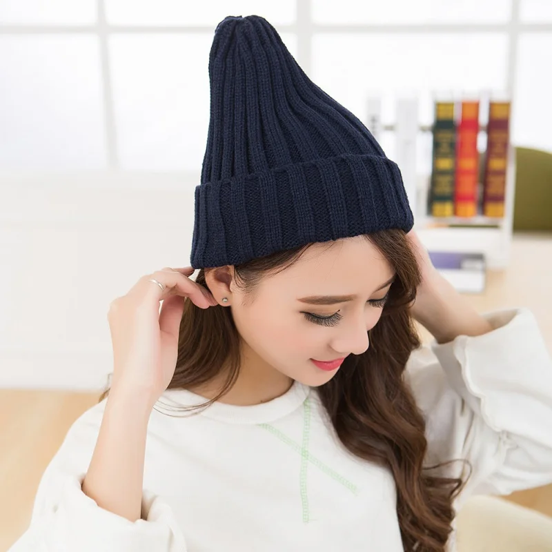 Hat Female Unisex Cotton Blends Solid Warm Soft HIP HOP Knitted Hats Men Winter Caps Women's Skullies Beanies For Girl Wholesale